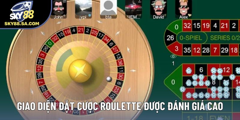 Giao diện đặt cược roulette được đánh giá cao